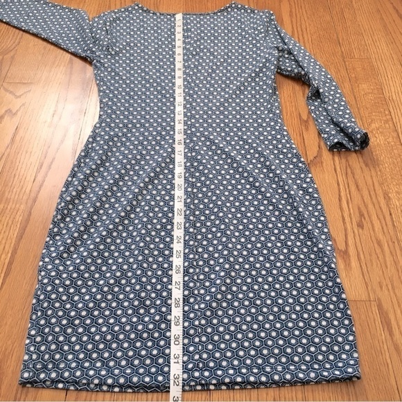 Forever 21 Blue White Crew Neck Long Sleeves Pullover Midi Sheath Dress - Picture 12 of 14